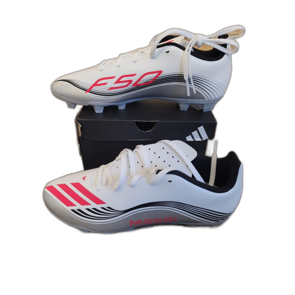 Adidas F50 Messi Club FG/MG J Youth Soccer Cleats White Pink Size 6 US
